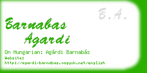 barnabas agardi business card